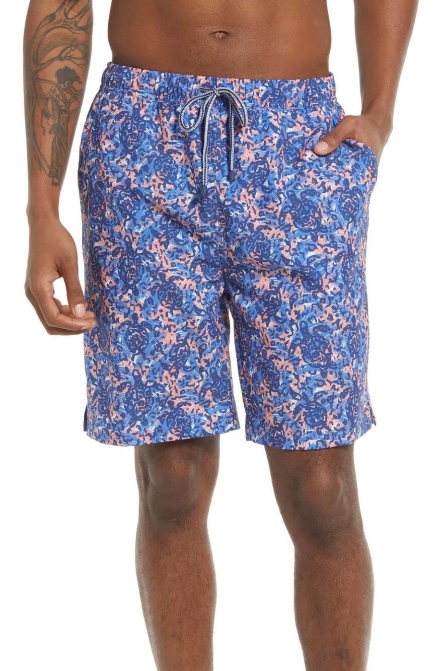 Peter Millar Mens Swim Trunks Atlantic Blue Fish - size XL